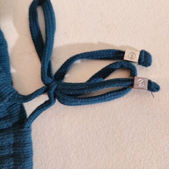 Michael Kors Teal Blue Long Sleeve Knit Top Drawstring Hem Small - Picture 6 of 15